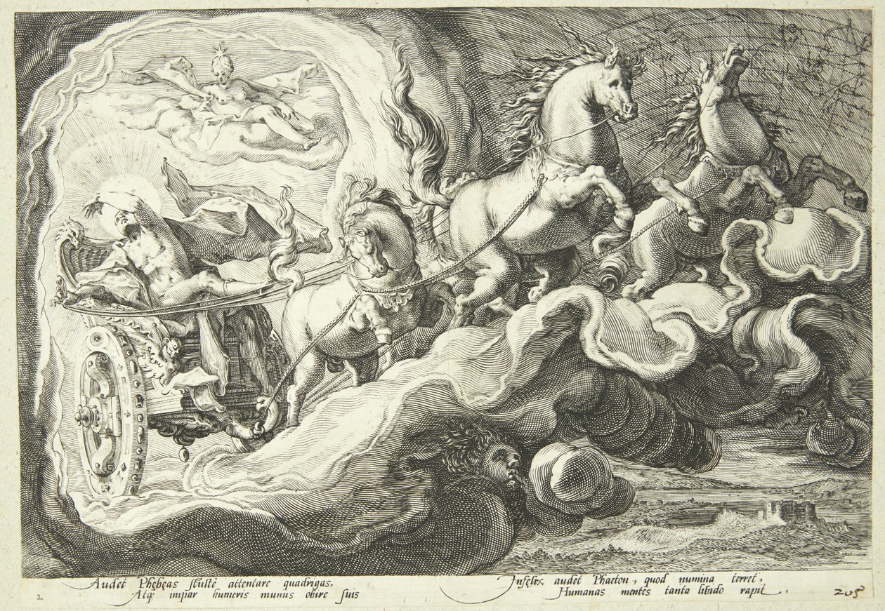 Phaeton dirige a carruagem do sol de Hendrick Goltzius