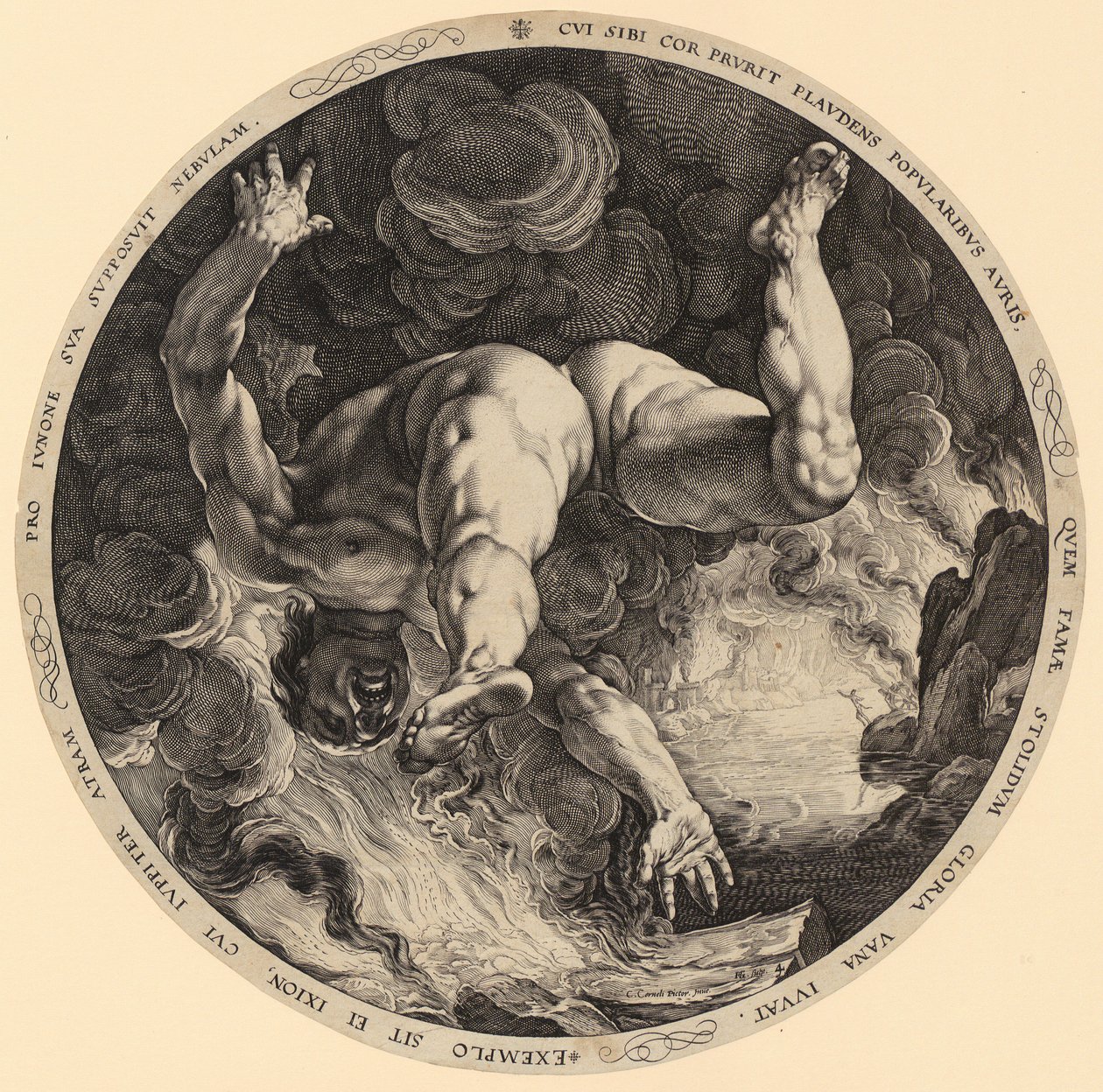 A Queda de Íxion, página 4 da série «Os Quatro Invasores do Céu» de Hendrick Goltzius