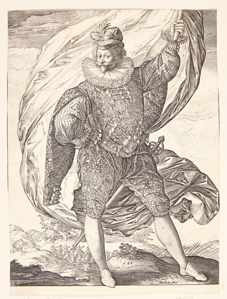 O porta-estandarte, voltado para a direita de Hendrick Goltzius