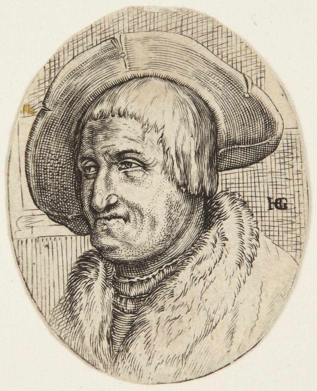 Retrato fantástico de um homem idoso com um chapéu de Hendrick Goltzius