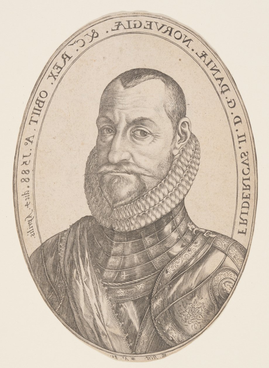 Frederico II, rei da Dinamarca e da Noruega de Hendrick Goltzius