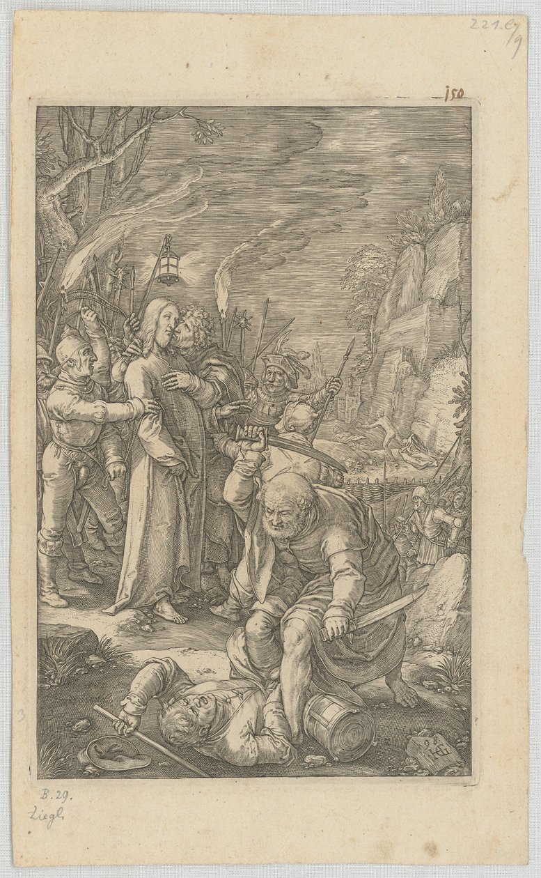 A prisão de Cristo, prancha 3 da série «A Paixão» de Hendrick Goltzius