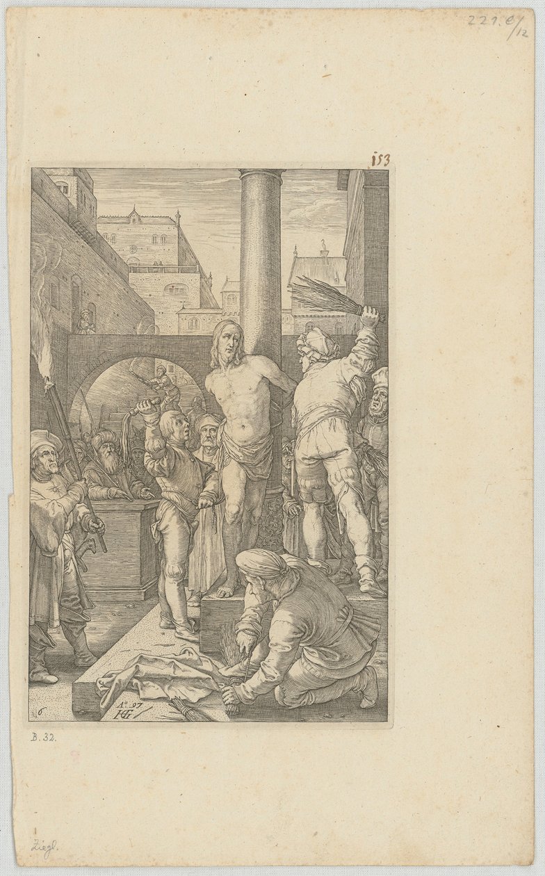 A Flagelação de Cristo, folha 6 da série «A Paixão» de Hendrick Goltzius