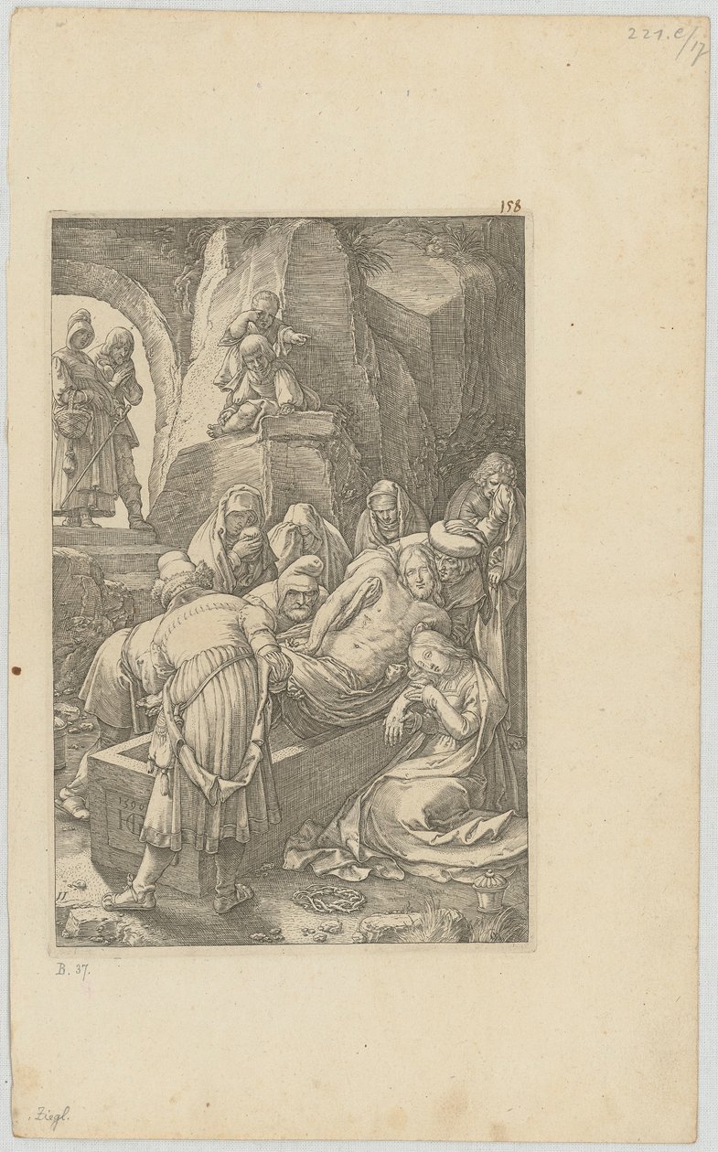 Sepultamento, folha 11 da série «A Paixão» de Hendrick Goltzius