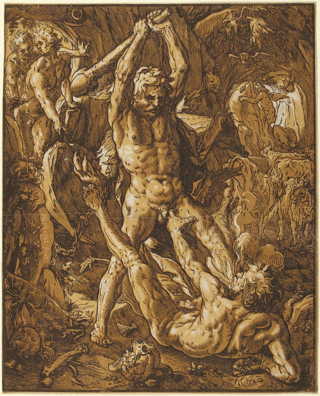 Hércules mata Caco de Hendrick Goltzius