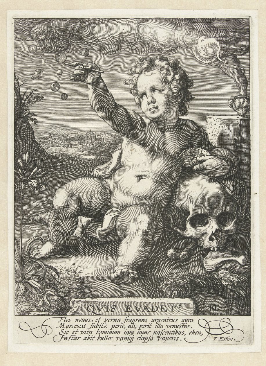 Homo bulla
Quis evadet? (título sobre o objecto) de Hendrick Goltzius
