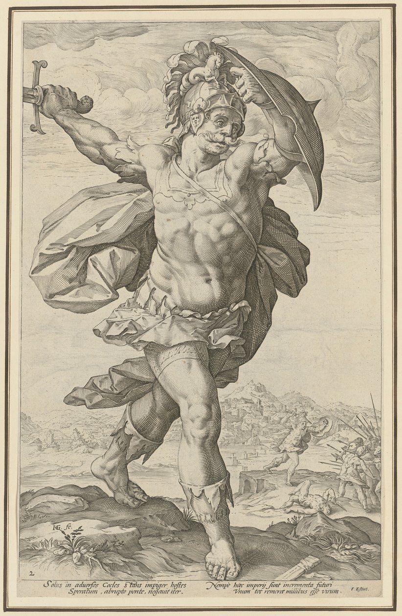 Horácio Cocles, folha 2 da série «Heróis Romanos» de Hendrick Goltzius