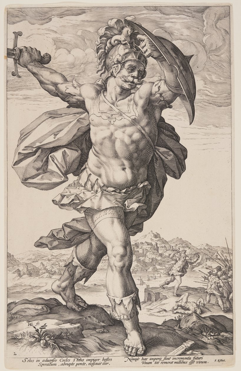 Horatius Cocles, de Os Heróis Romanos de Hendrick Goltzius