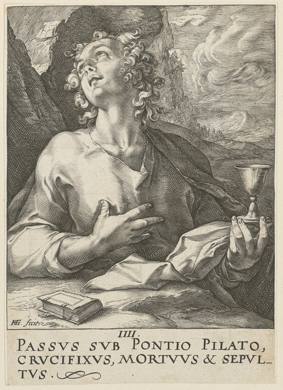 João, folha 4 da série «Cristo, os doze apóstolos e Paulo» de Hendrick Goltzius