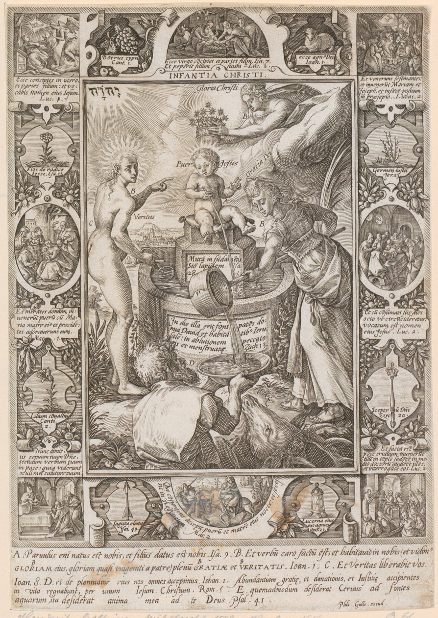 A Infância de Cristo, folha 3 da série «A Vida de Cristo» de Hendrick Goltzius