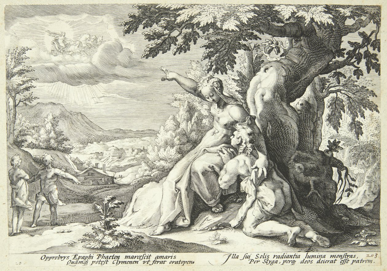 Clymene encoraja Phaeton a encontrar Helios de Hendrick Goltzius