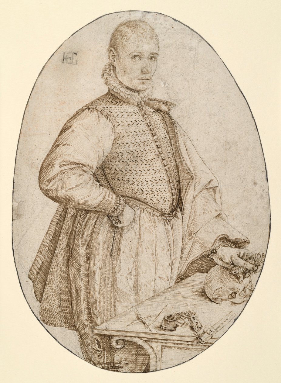 Figura até aos joelhos de um jovem virada para a direita (Gysbrecht van Batenburg) de Hendrick Goltzius