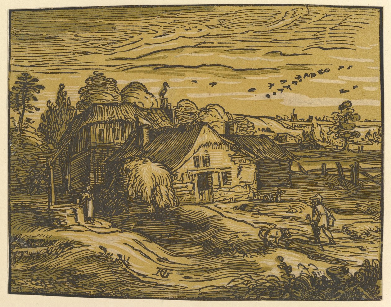Paisagem com casa de campo de Hendrick Goltzius