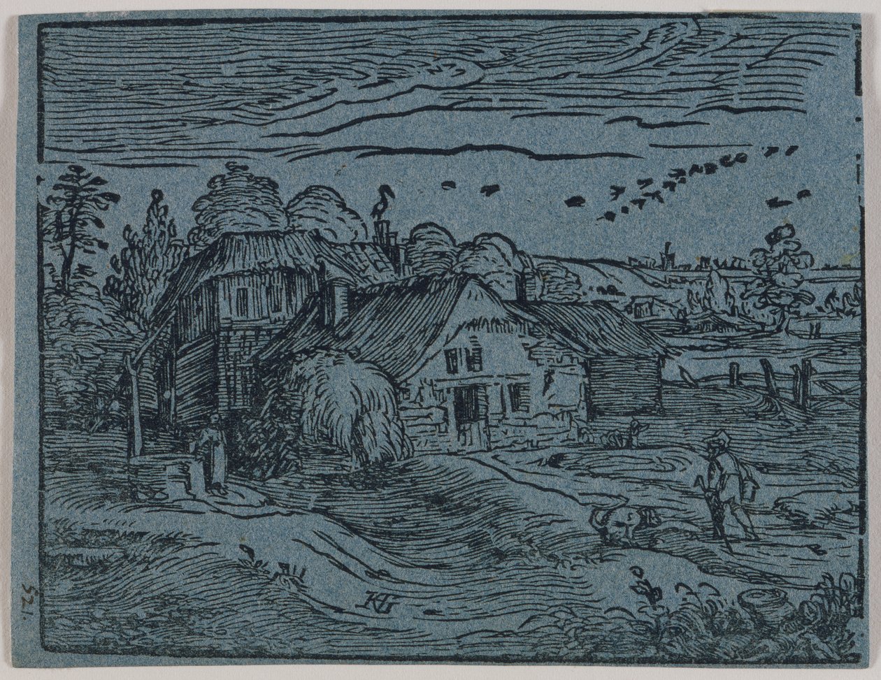 Paisagem com habitação camponesa de Hendrick Goltzius