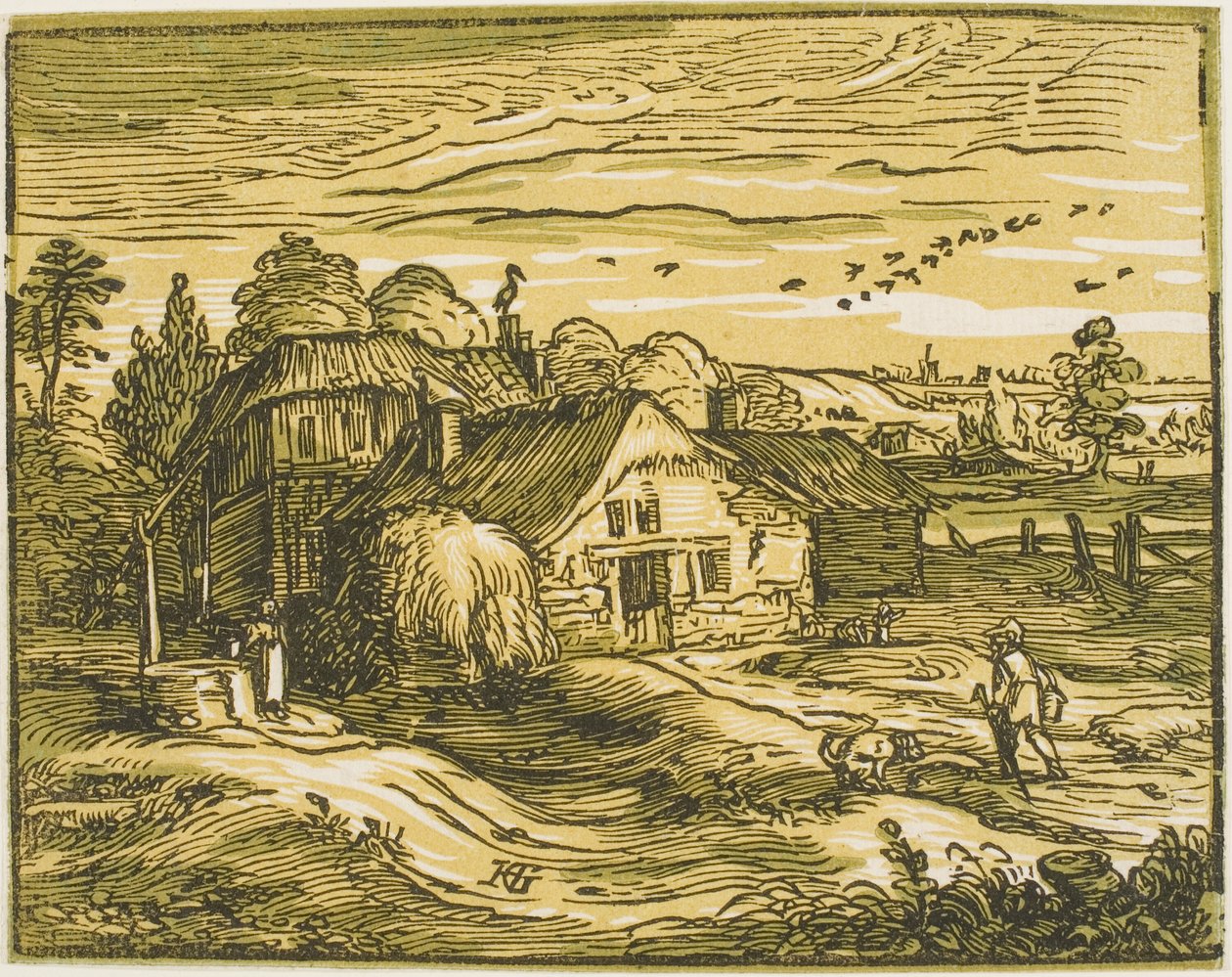 Paisagem com uma casa de fazenda, de quatro pequenas paisagens de Hendrick Goltzius