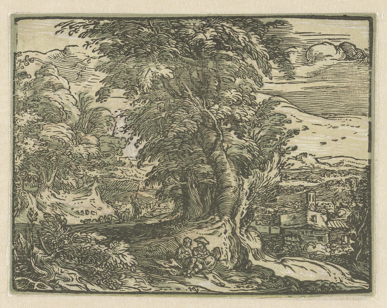 Paisagem com casal sentado Quatro pequenas paisagens (título da série) de Hendrick Goltzius