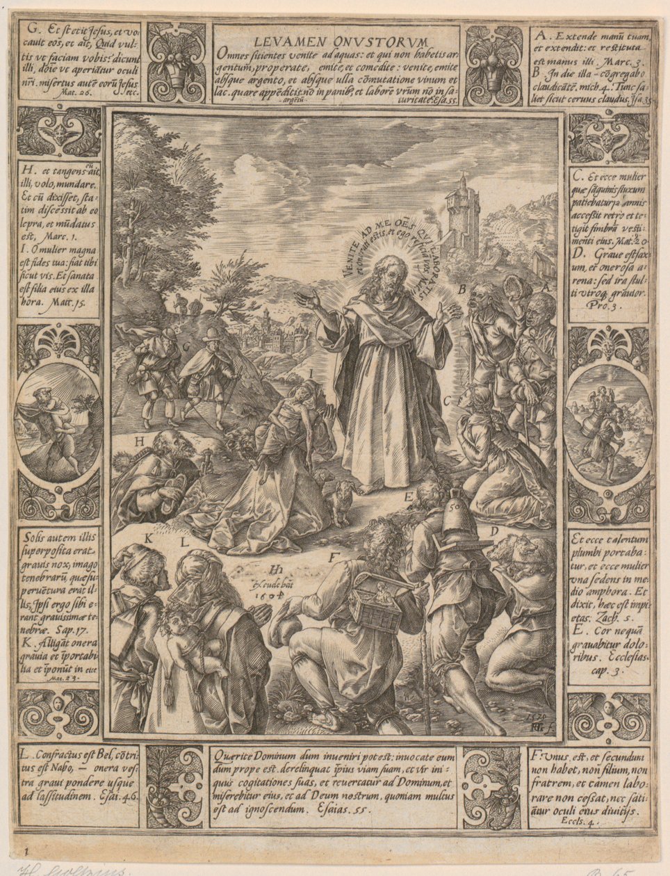 Levamen Onustrorum, folha 1 da série «Alegorias da fé cristã» de Hendrick Goltzius