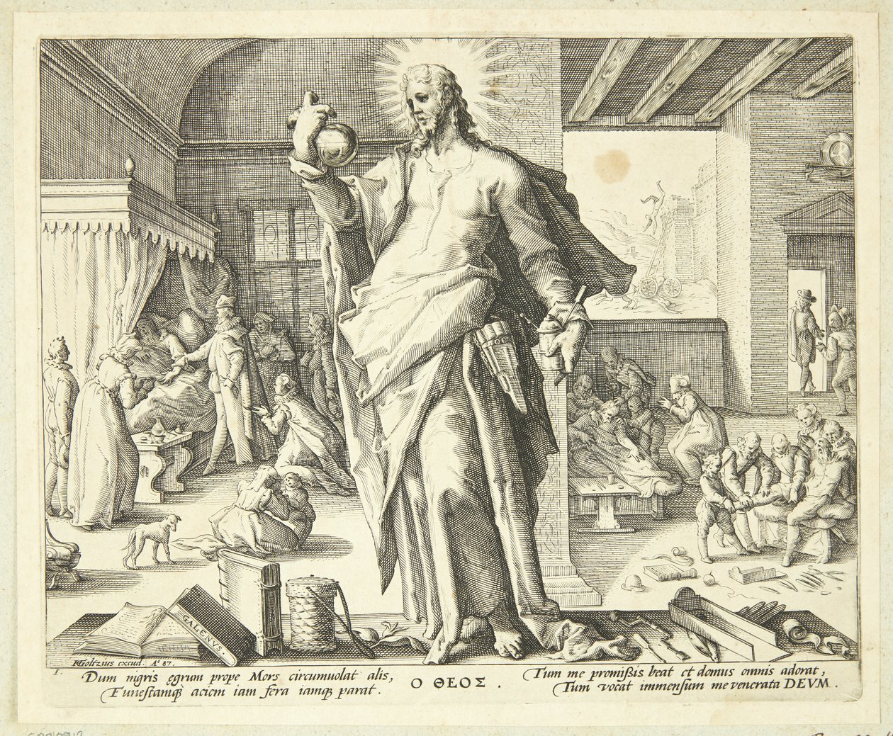 O médico como deus de Hendrick Goltzius