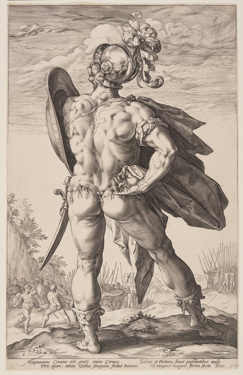 Marcus Valerius Corvus, de Os Heróis Romanos de Hendrick Goltzius