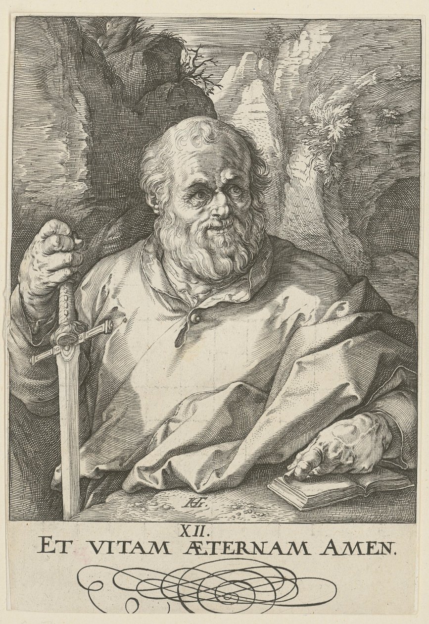 Matthias, folha 13 da série «Cristo, os doze apóstolos e Paulo» de Hendrick Goltzius