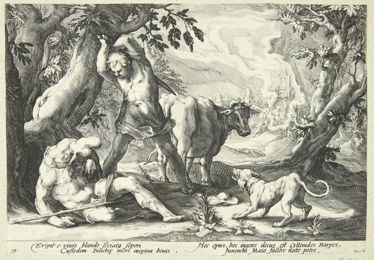 Mercúrio mata Argus de Hendrick Goltzius