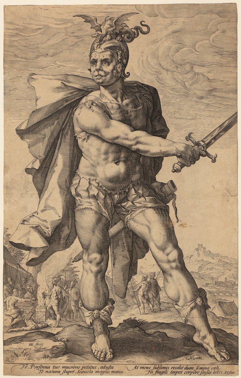 Mucius Scaevola, folha 3 da série «Heróis Romanos» de Hendrick Goltzius