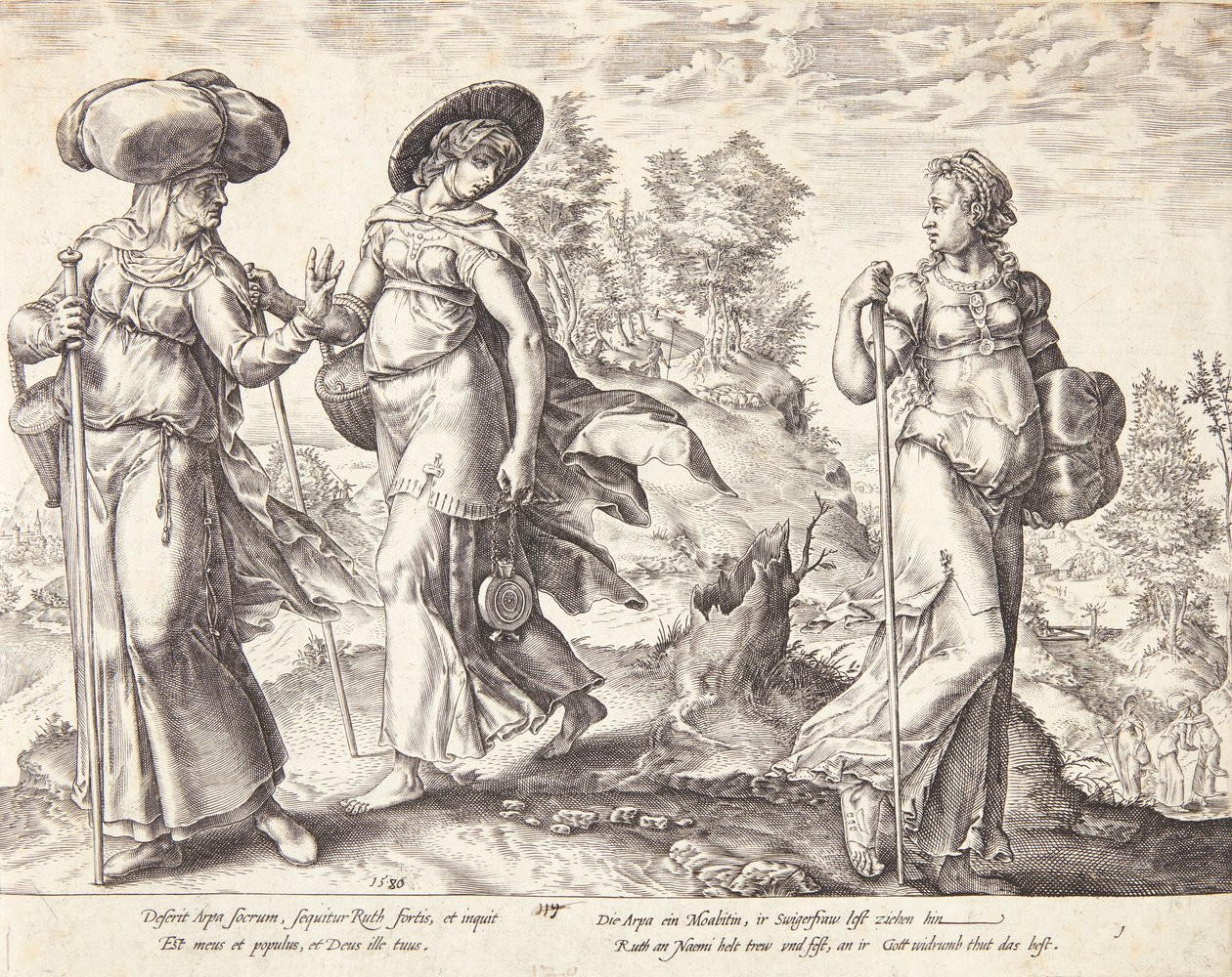 Orfa deixa Rute e Noemi de Hendrick Goltzius