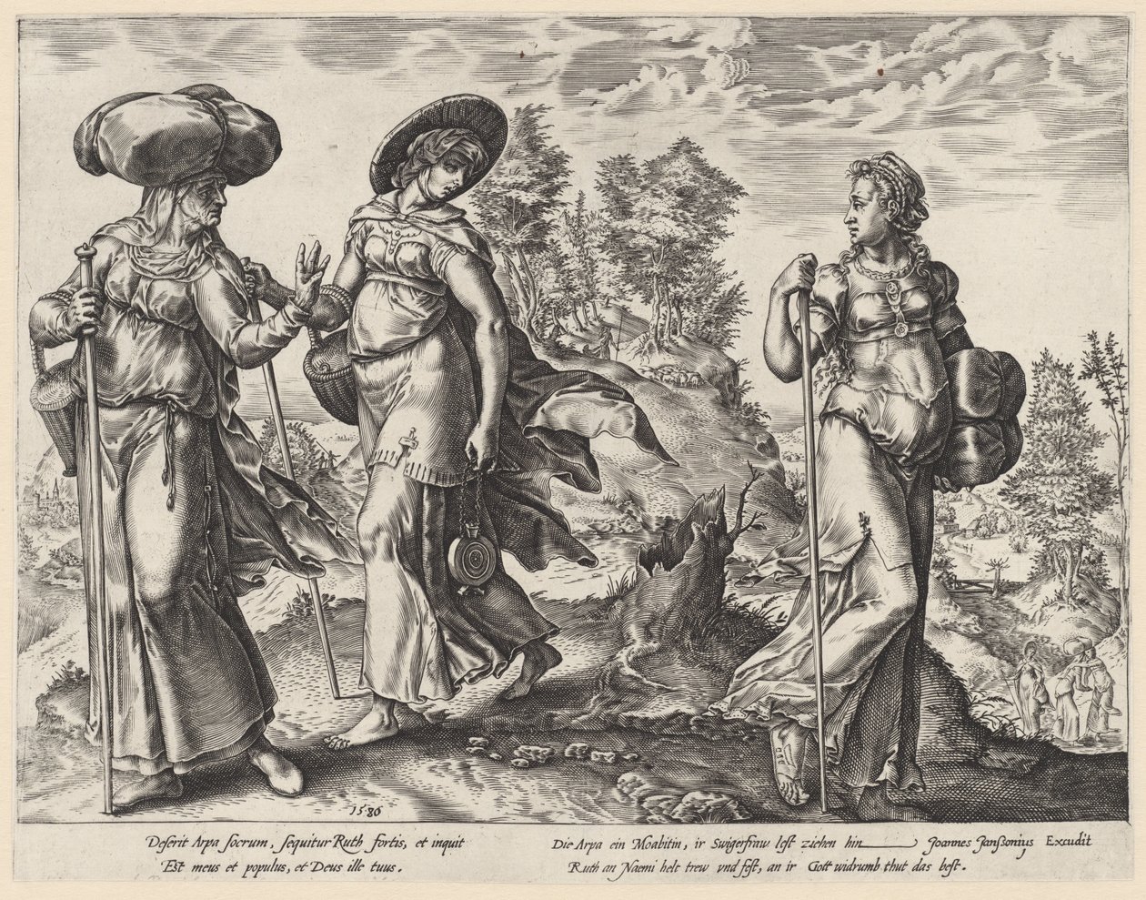 Orfa deixa Noemi e Rute A História de Ruth (título da série) de Hendrick Goltzius