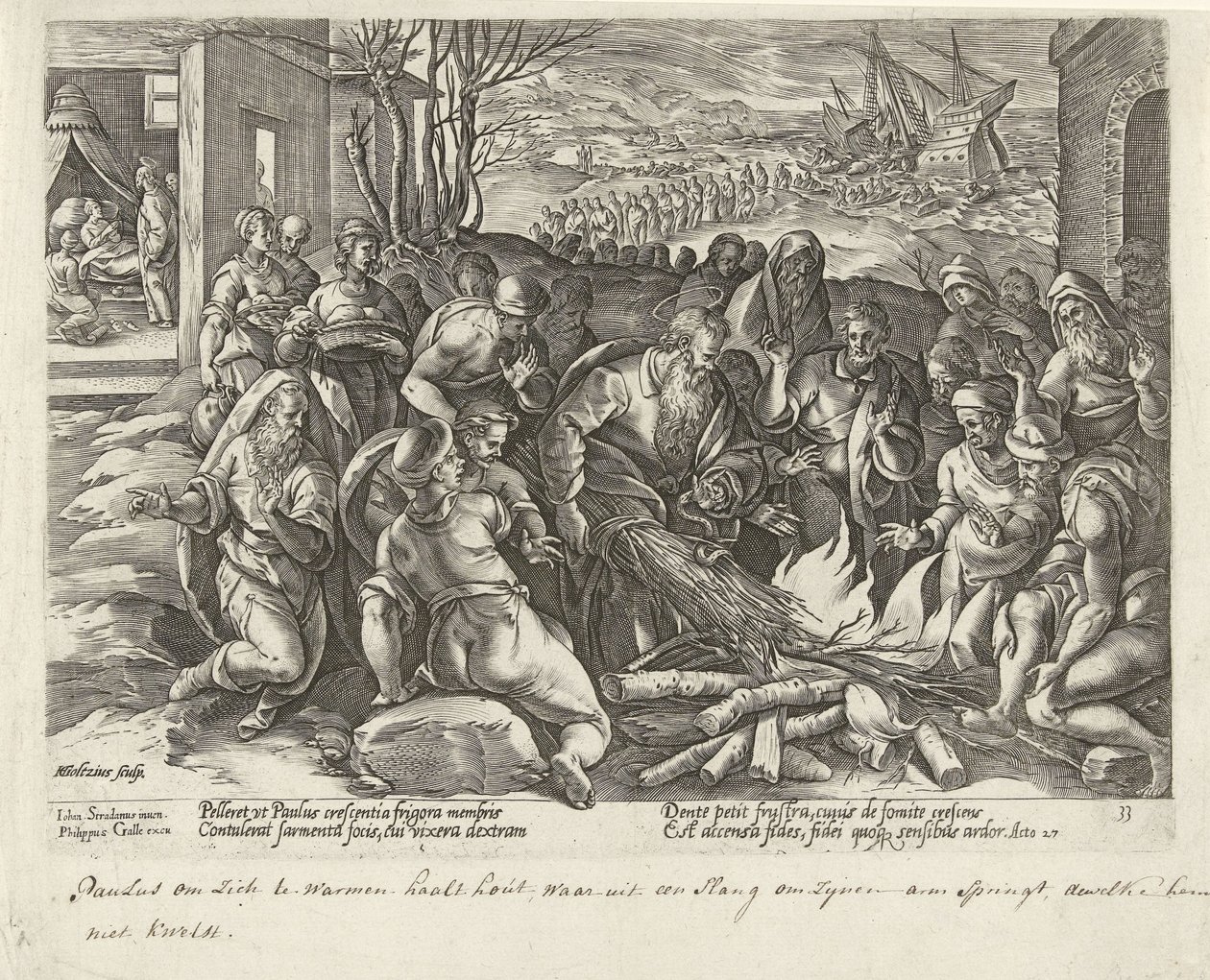 Paul é mordido por uma víbora em Malta
Actos dos Apóstolos (título da série)
Acta Apostolorum (título da série) de Hendrick Goltzius