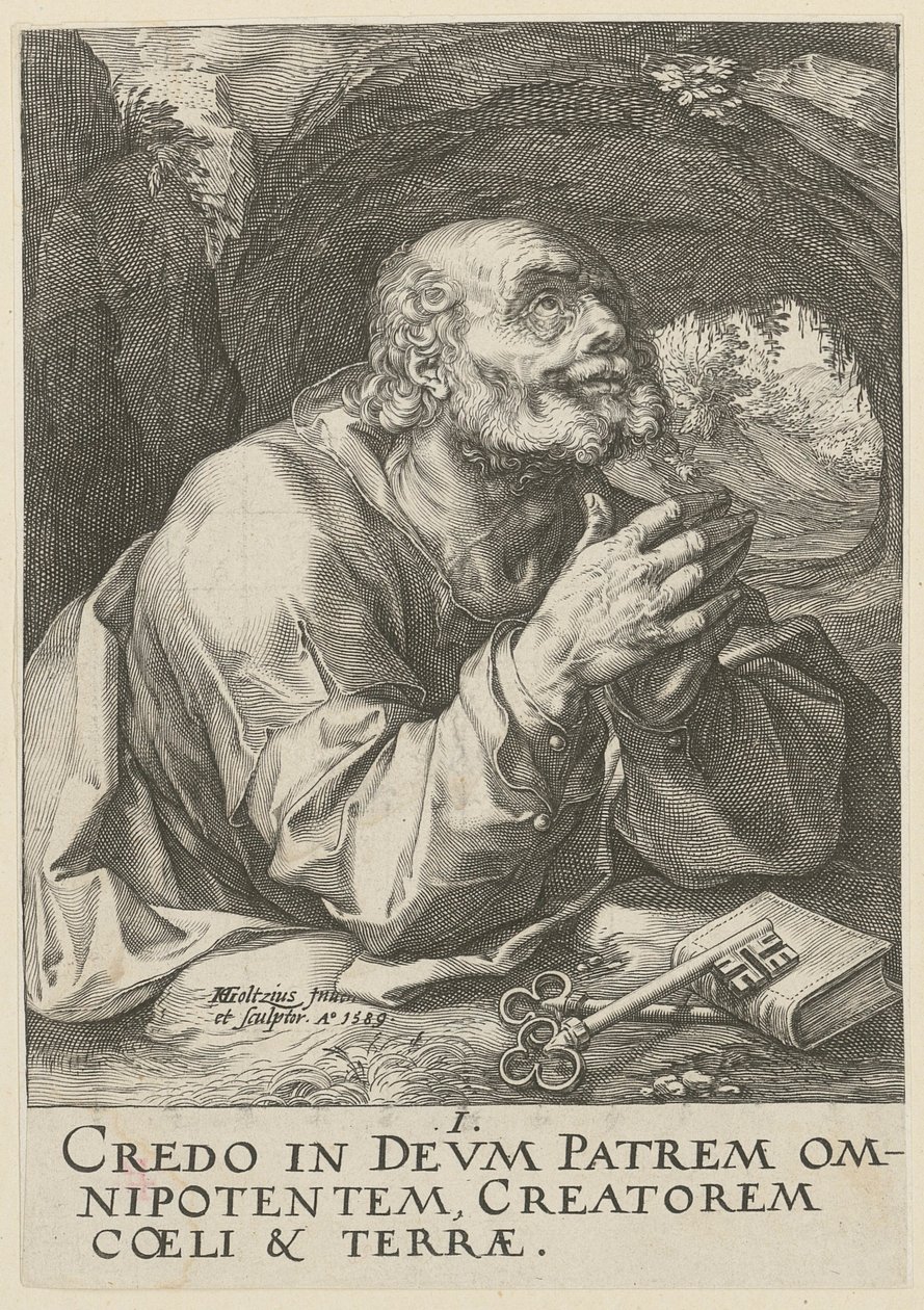 São Pedro, folha 1 da série «Cristo, os doze apóstolos e Paulo» de Hendrick Goltzius