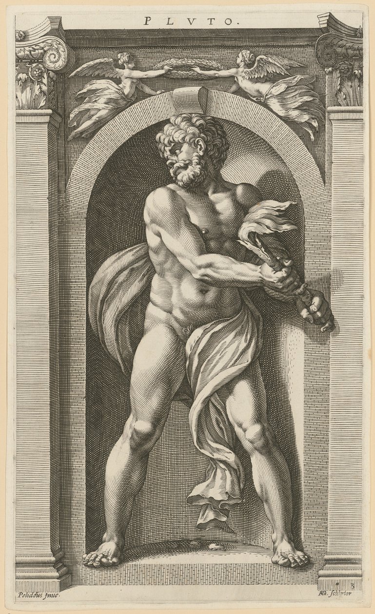 Plutão, folha 3 da série «Oito divindades antigas» de Hendrick Goltzius