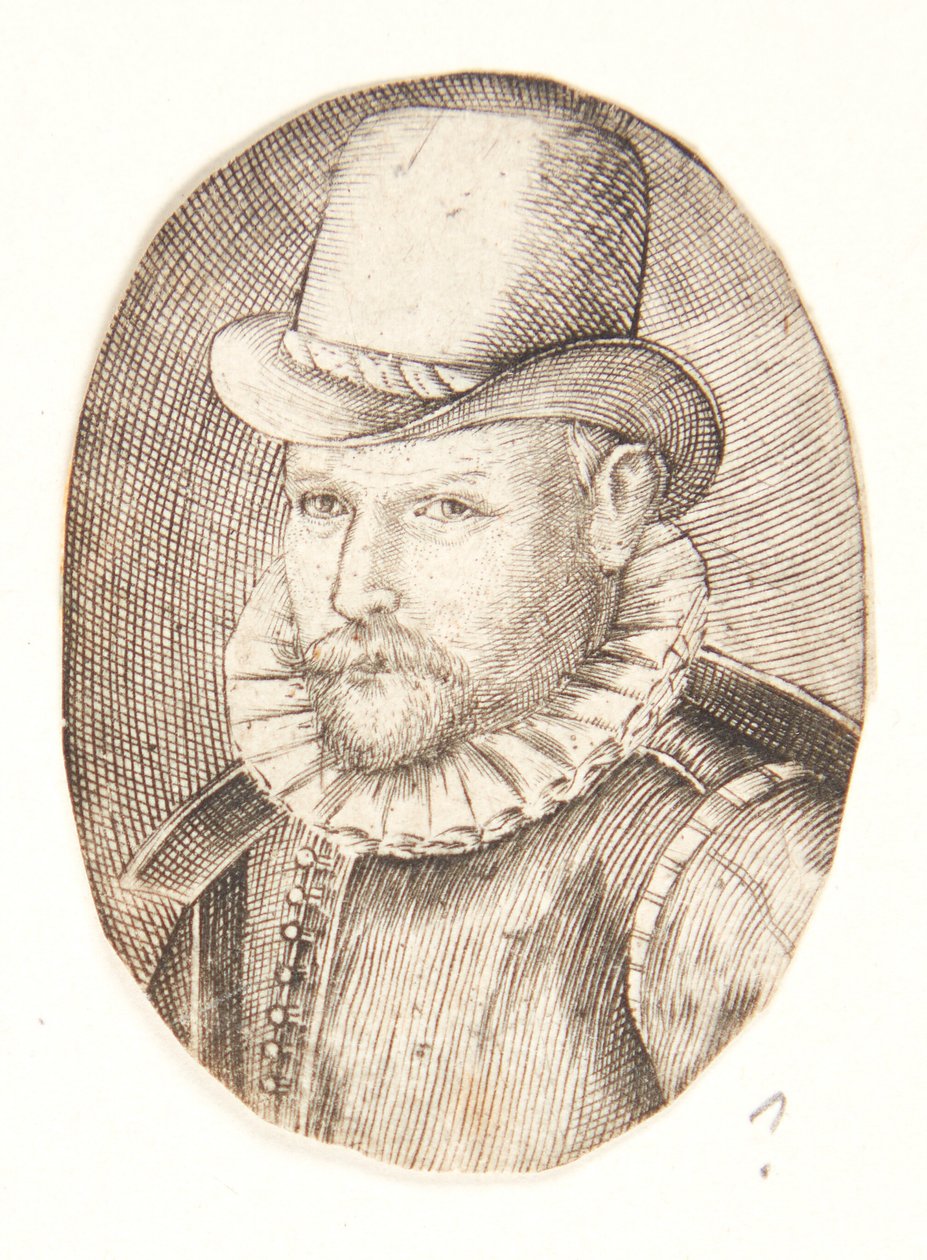 Retrato de um homem com chapéu, voltado para a esquerda de Hendrick Goltzius