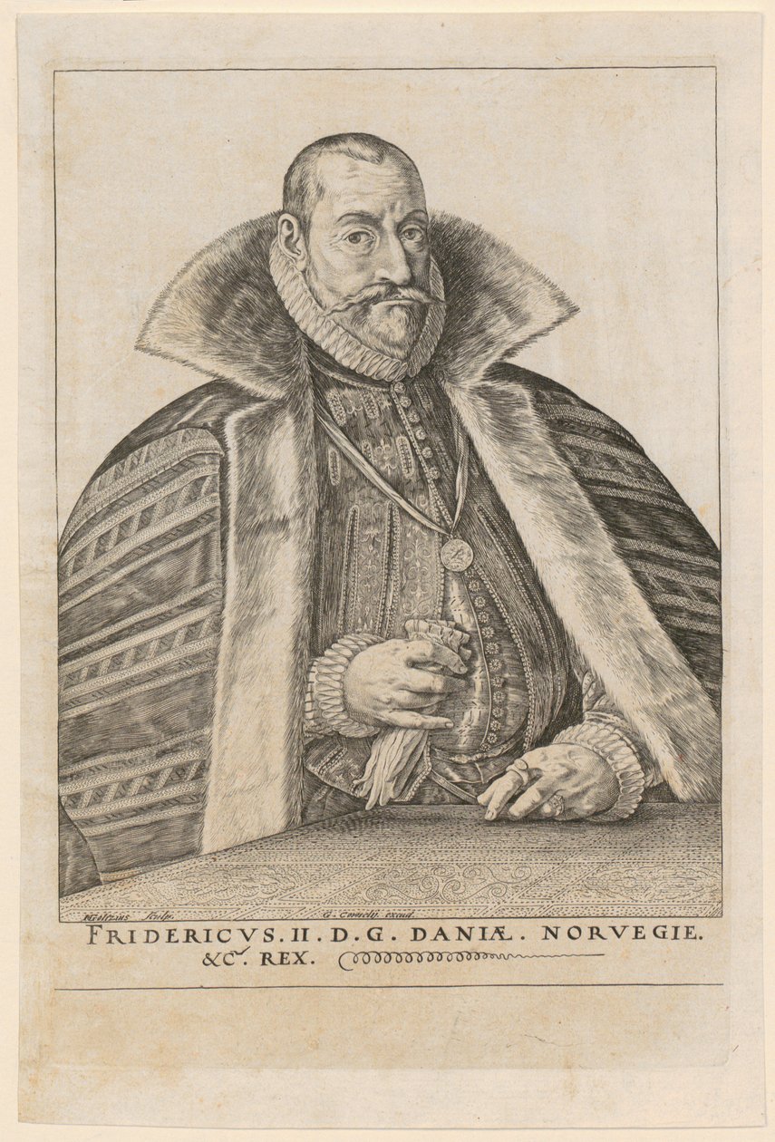 Retrato de Frederico II, rei da Dinamarca e da Noruega de Hendrick Goltzius