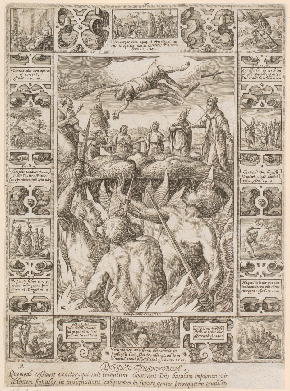 Punitio tirannorum, folha 9 da série «Alegorias da fé cristã» de Hendrick Goltzius