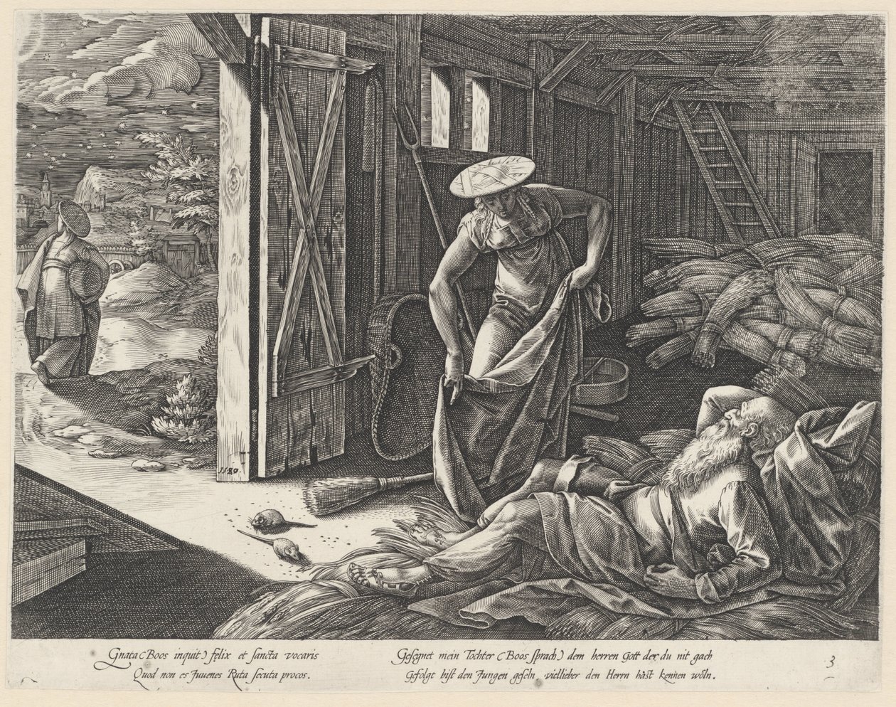 Ruth e Boaz no celeiro
A história de Rute (título da série) de Hendrick Goltzius