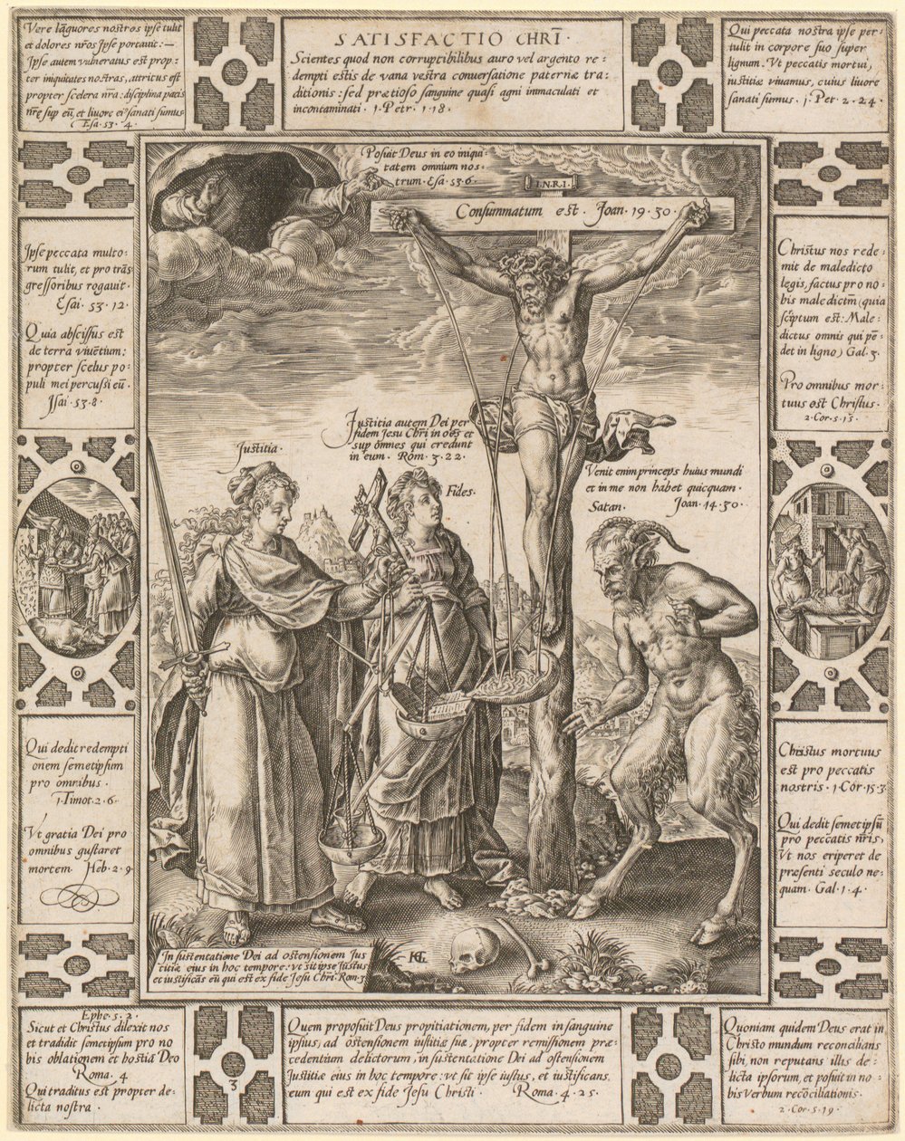 Satisfactio Christi, estampa 3 da série «Alegorias da fé cristã» de Hendrick Goltzius
