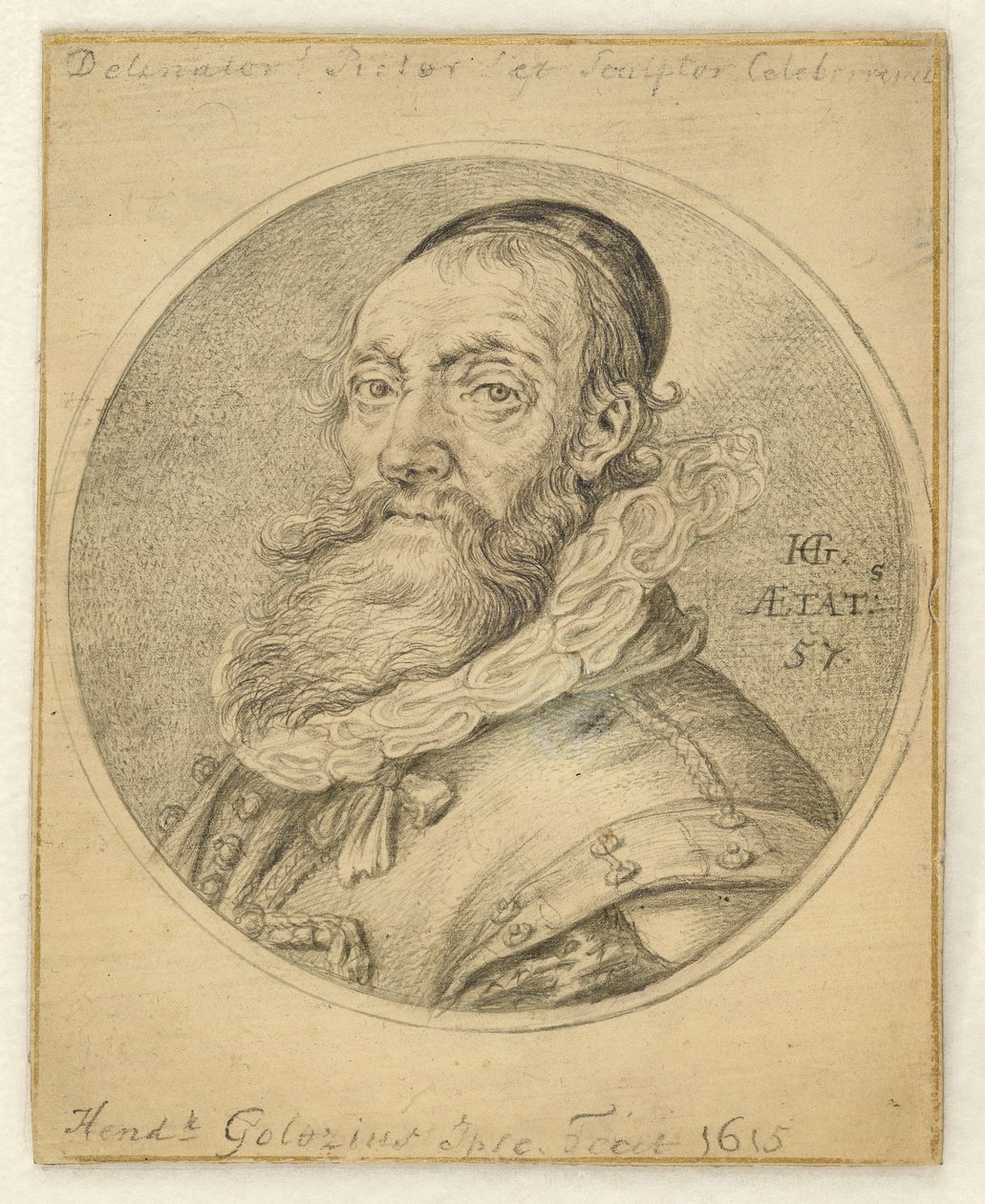Autorretrato. Redondo num rectângulo de Hendrick Goltzius