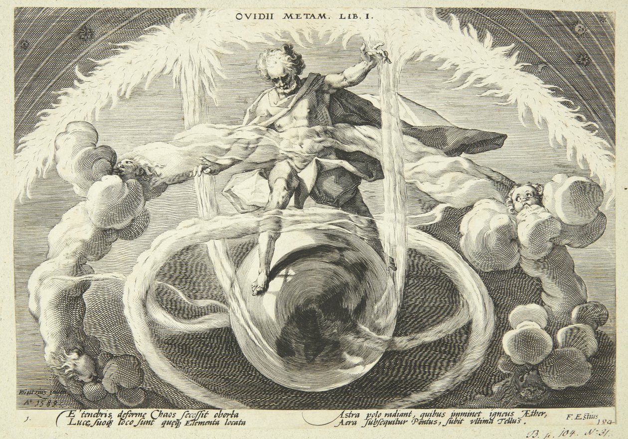 A criação dos quatro elementos de Hendrick Goltzius