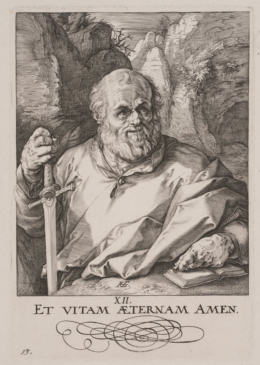 São Matias, de Cristo, os Apóstolos e São Paulo com o Credo de Hendrick Goltzius