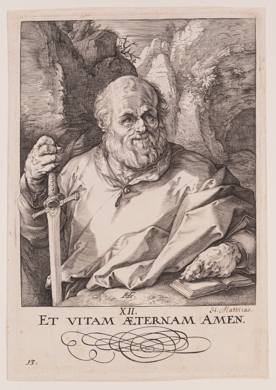 São Matias, de Cristo, os Apóstolos e São Paulo com o Credo de Hendrick Goltzius