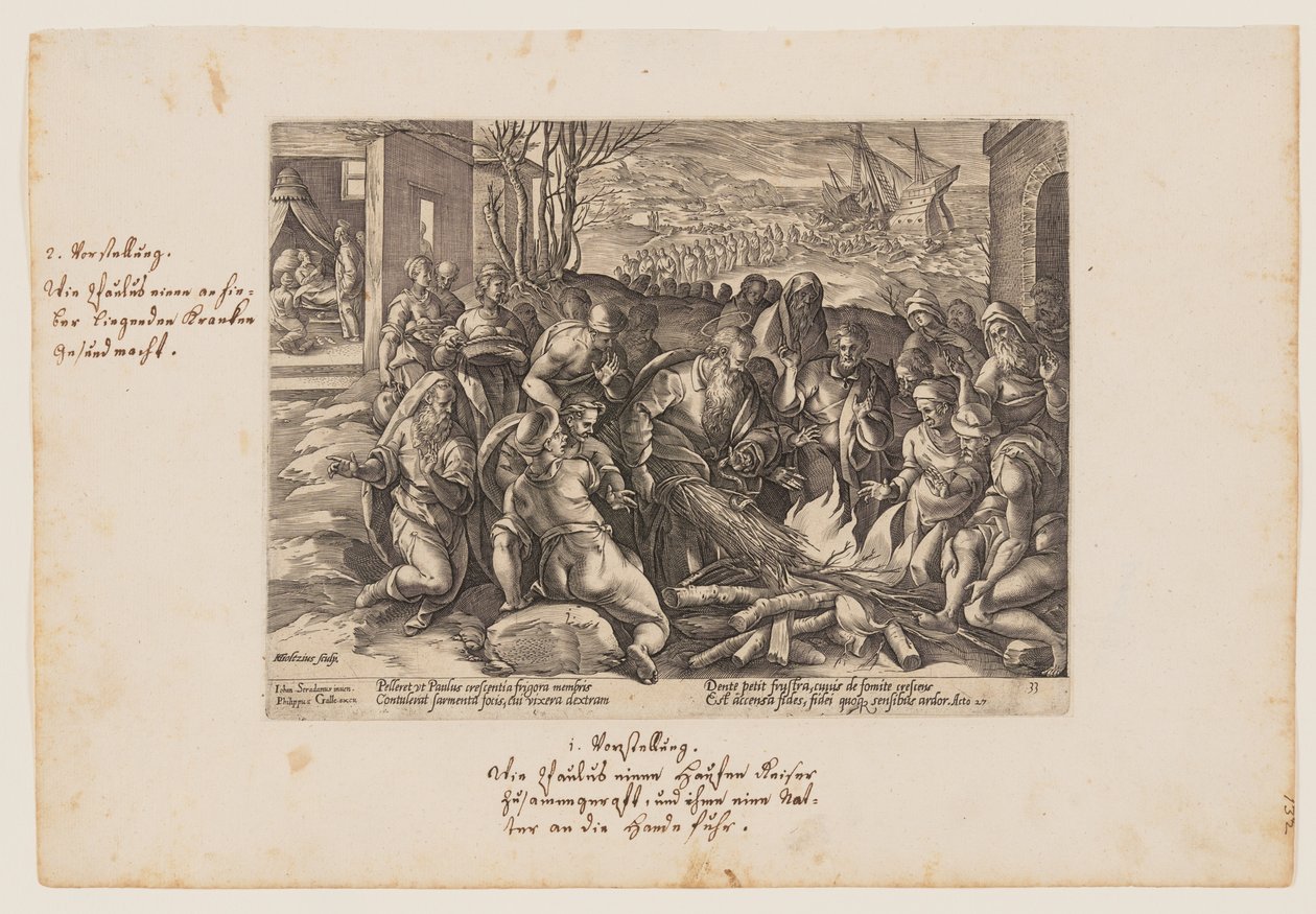 São Paulo mordido pela víbora, de Ata Apostolorum (Actos dos Apóstolos) de Hendrick Goltzius
