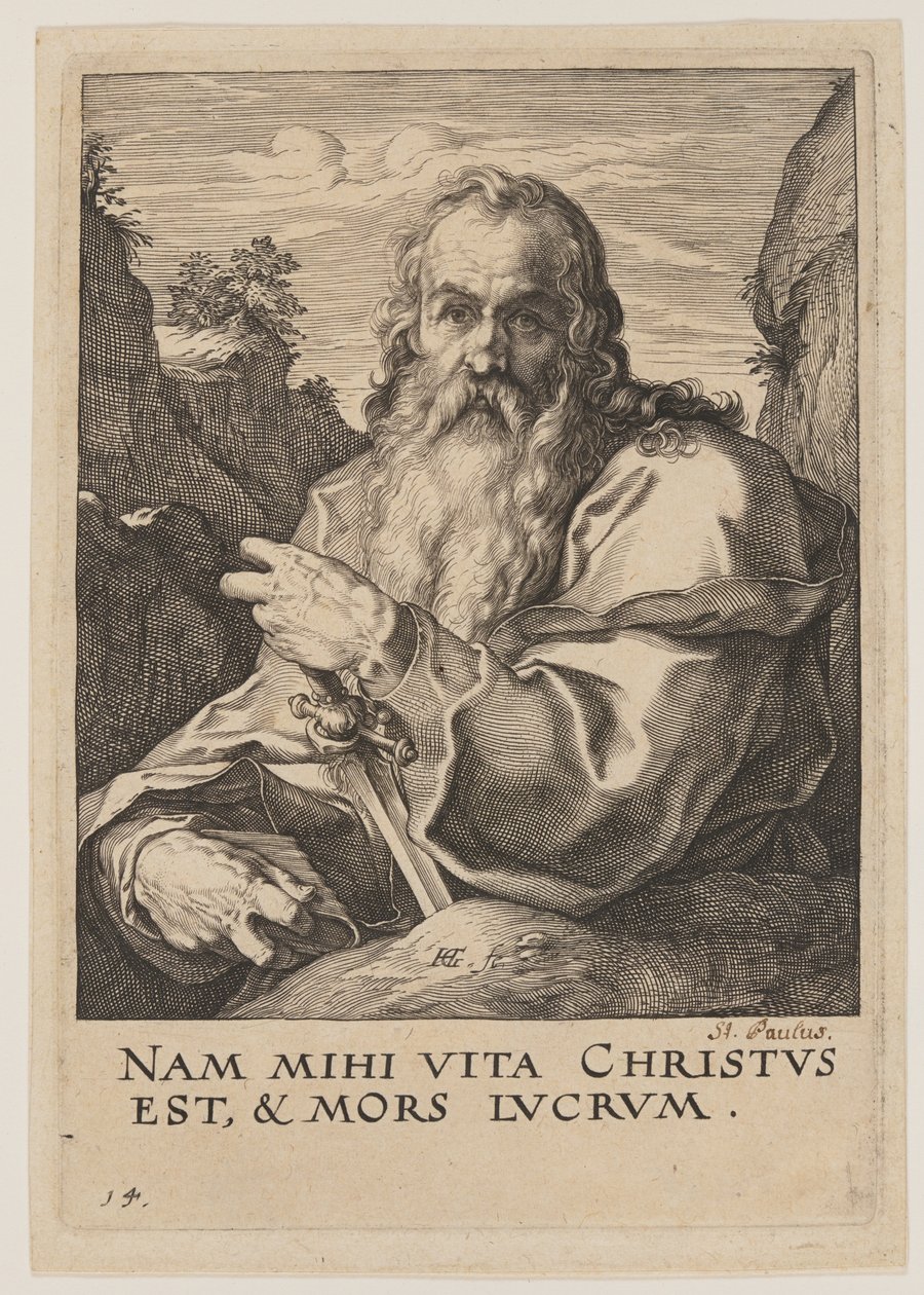 São Paulo, de Cristo, os Apóstolos e São Paulo com o Credo de Hendrick Goltzius