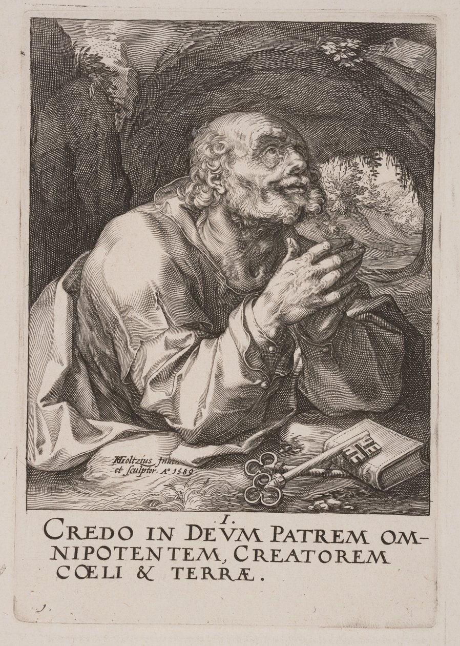São Pedro, de Cristo, os Apóstolos e São Paulo com o Credo de Hendrick Goltzius