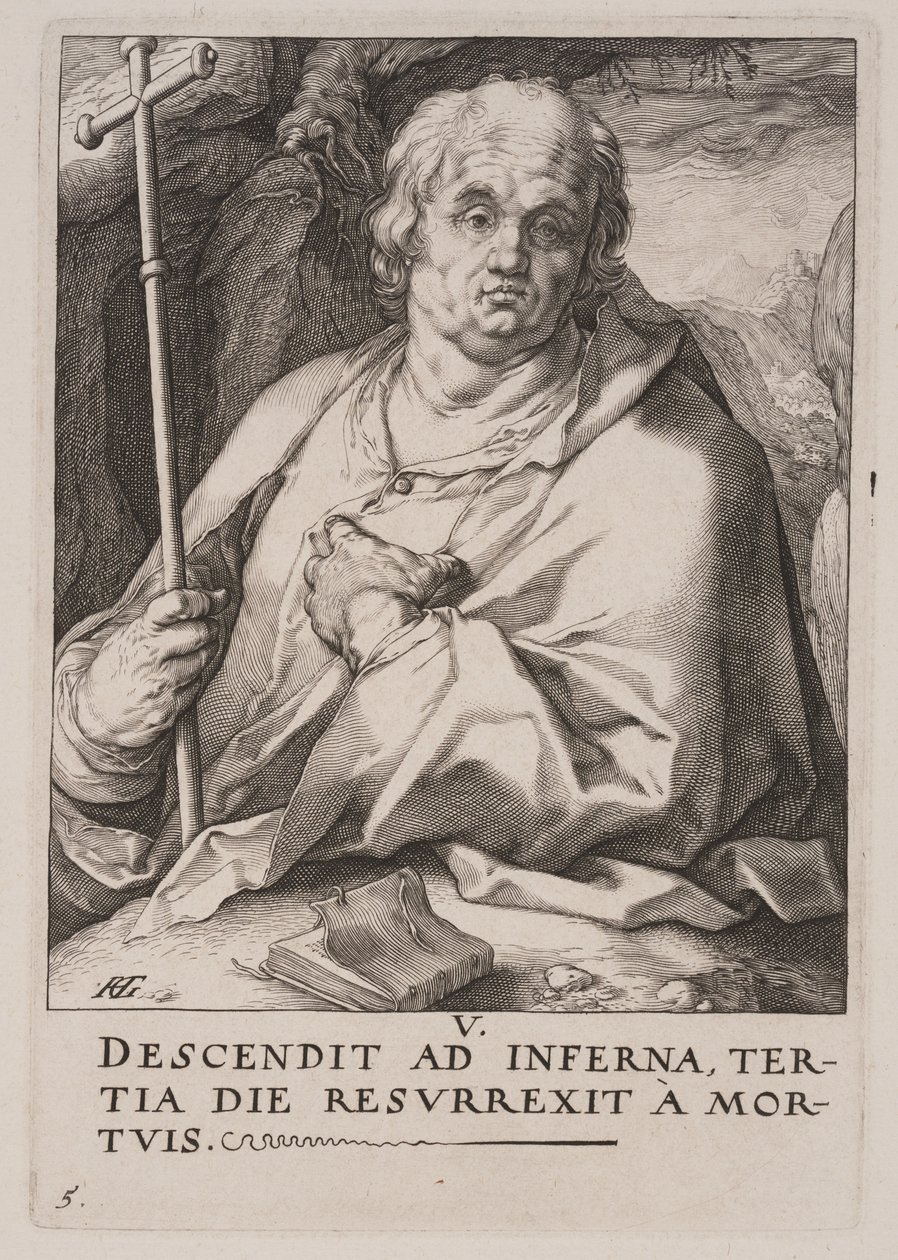 São Filipe, de Cristo, os Apóstolos e São Paulo com o Credo de Hendrick Goltzius