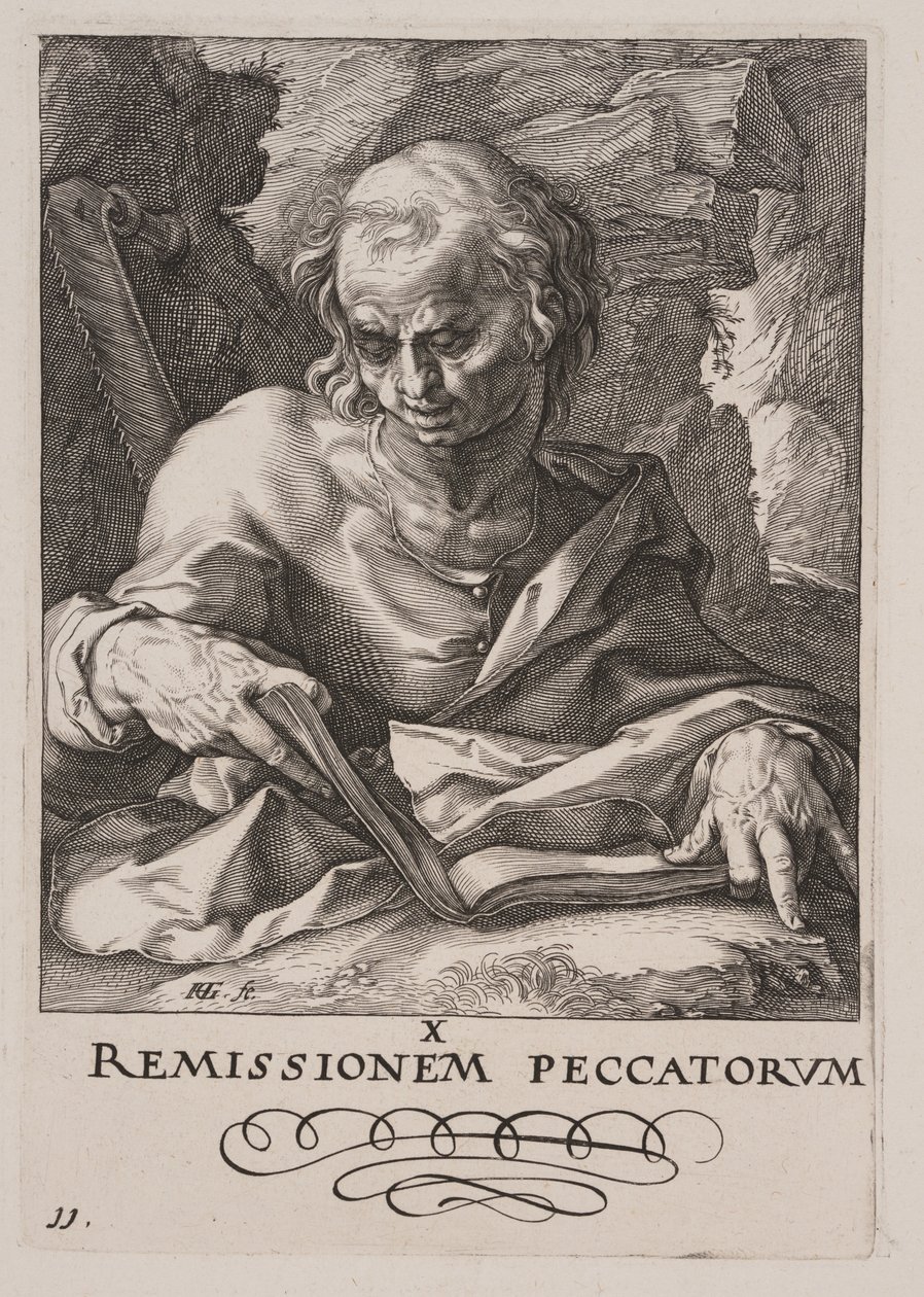 São Simão, de Cristo, os Apóstolos e São Paulo com o Credo de Hendrick Goltzius