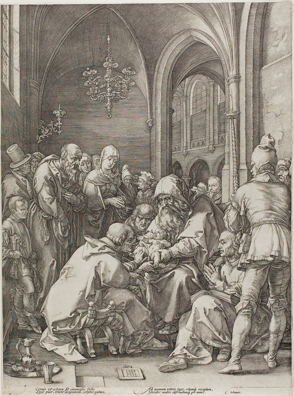 A circuncisão, placa quatro do nascimento e início da vida de Cristo de Hendrick Goltzius