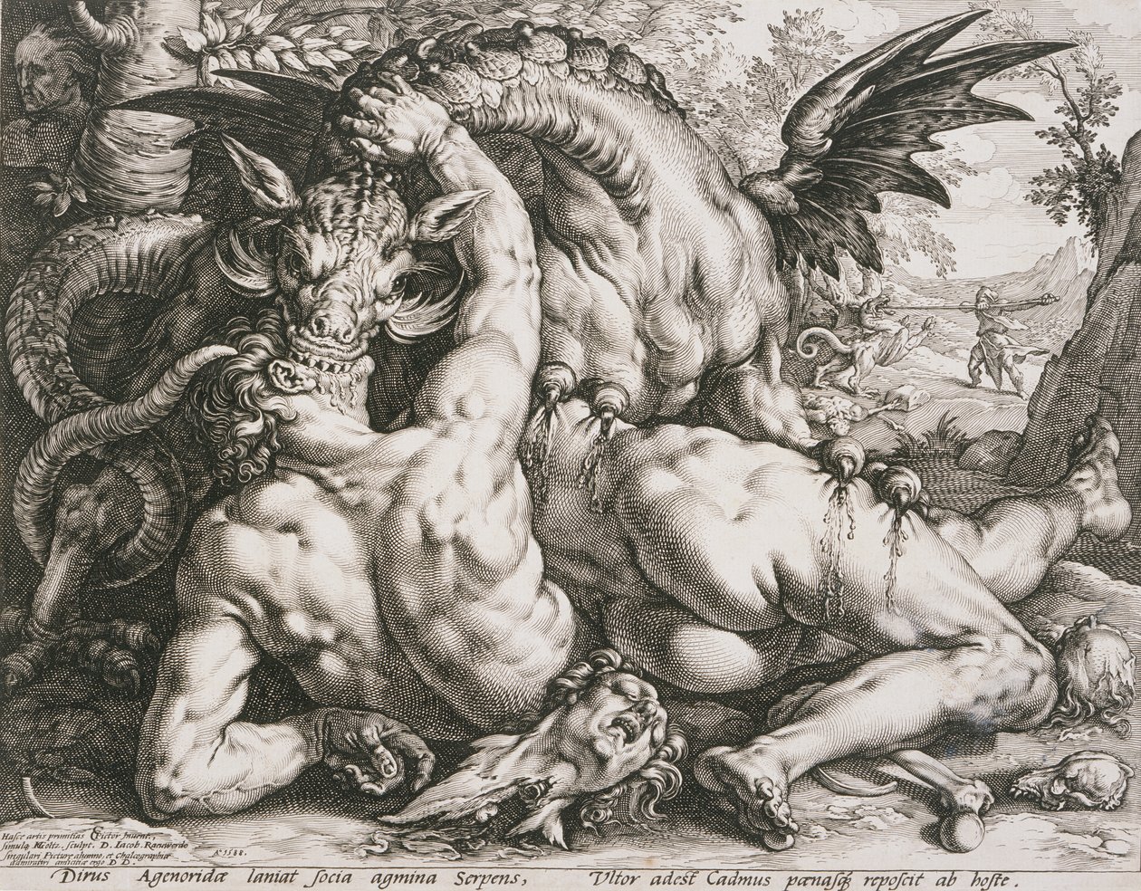 O dragão devorando os companheiros de Cadmo de Hendrick Goltzius