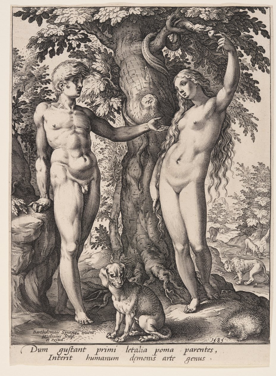 A queda do homem de Hendrick Goltzius