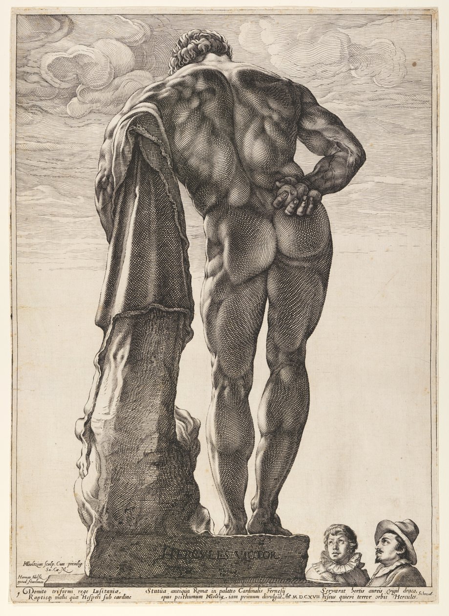 O Hércules de Farnese, de Três estátuas antigas famosas em Roma de Hendrick Goltzius