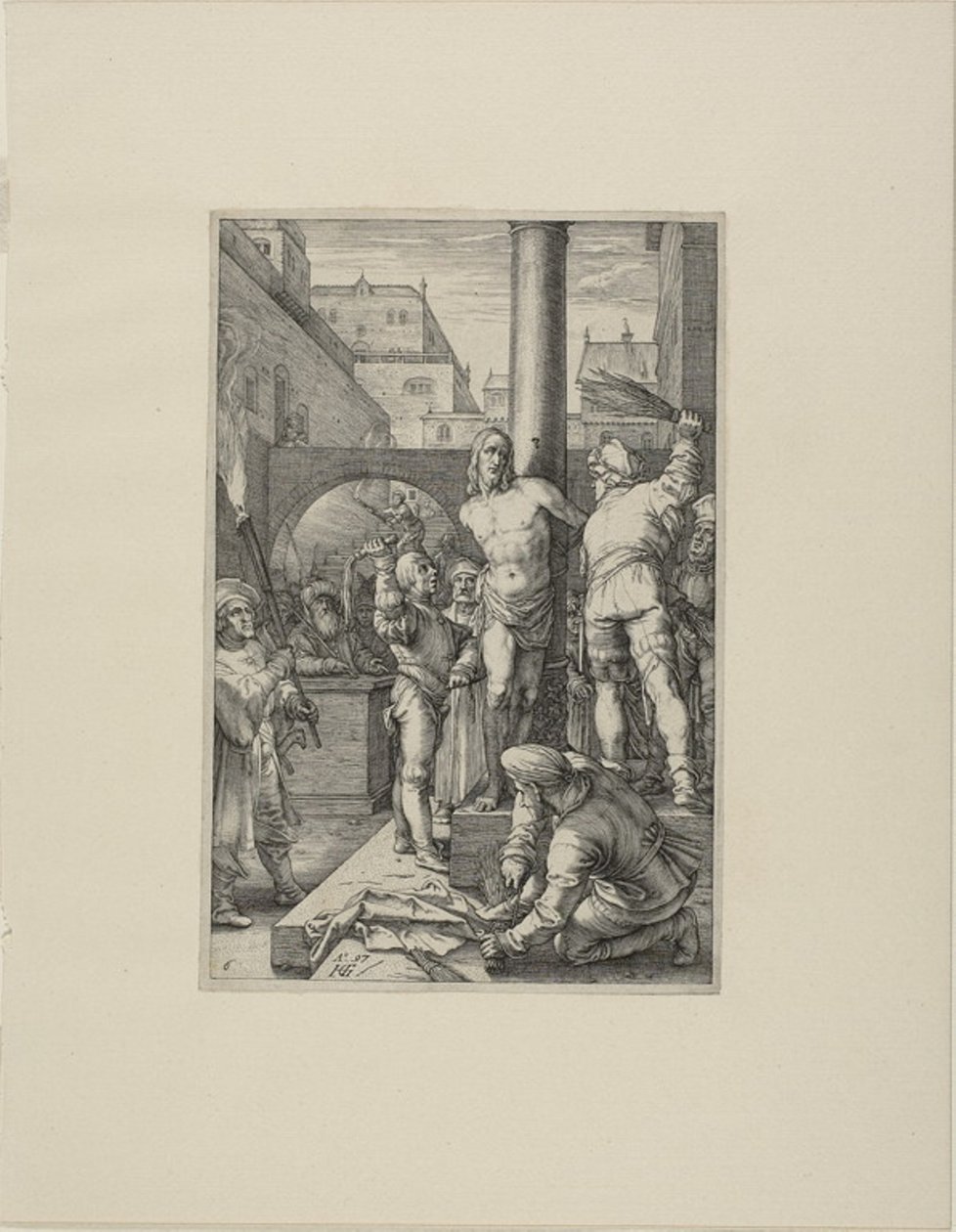 A Flagelação, placa seis da Paixão de Cristo de Hendrick Goltzius